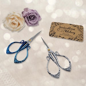 Silver or Blue Unique Embroidery Scissors; Sewing; Trimming; Thread Cutter