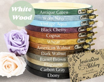 Hand-Stained Wooden Embroidery Hoops; Sizes 3", 4", 5", 6", 7", 8" Round; White Wood Hoops; Display Hoops; Embroidery Frames