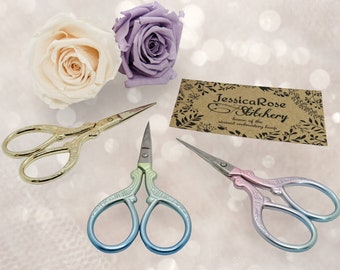Gold, Pink, or Blue Vintage Embroidery Scissors; Sewing; Trimming; Thread Cutter