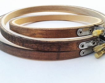 5, 6, or 7 Inch- Dark Walnut Hand-Stained Wooden Embroidery Hoops- Unique Hoops!
