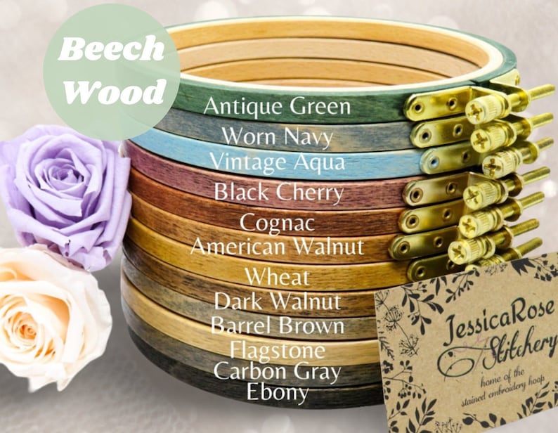 Premium Beechwood Hand-Stained Embroidery Hoops Sizes 39, 4x6 or 5x8 Oval Multiple Colors Available High-Quality Hardwood Hoops image 1