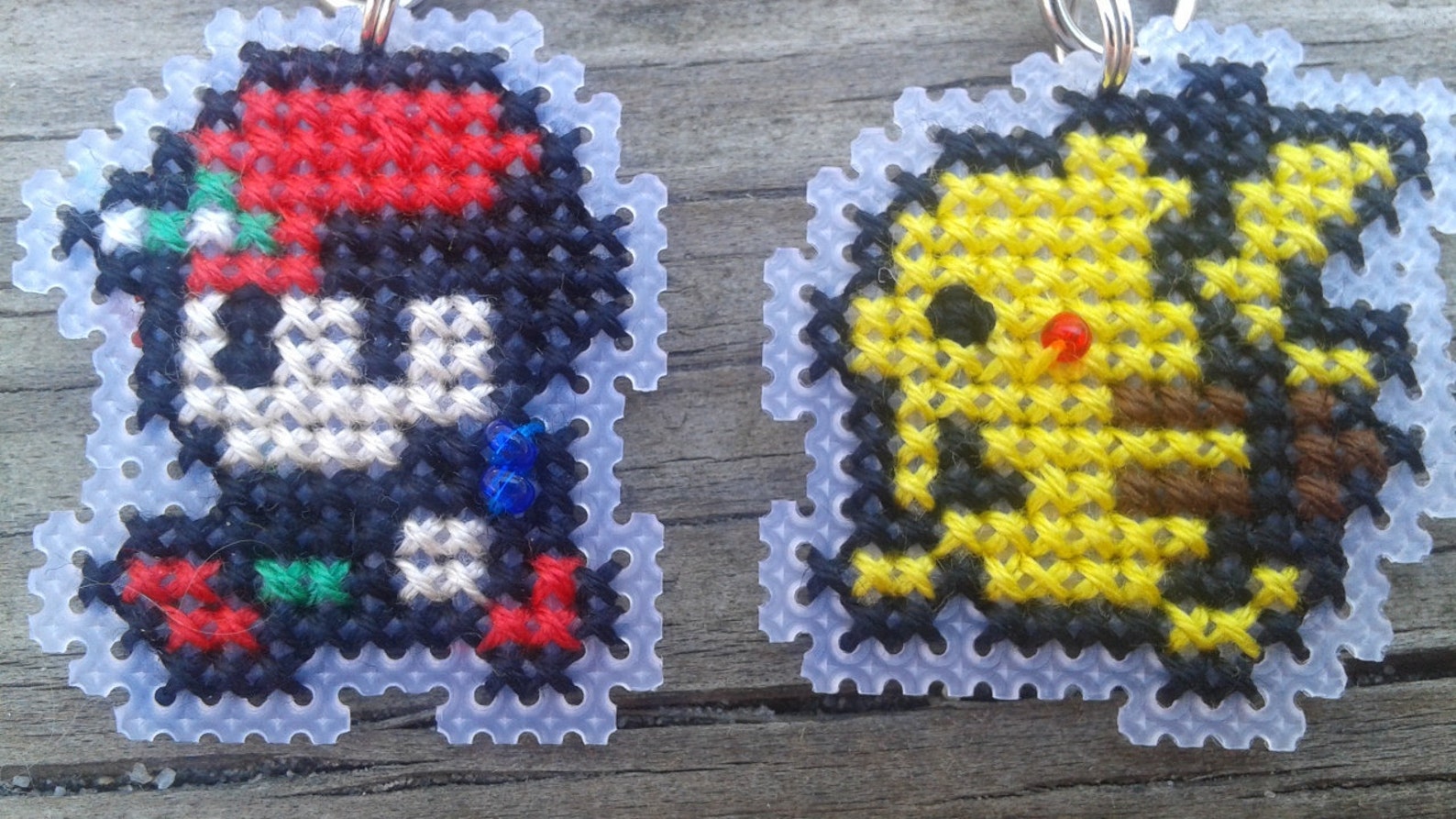 SET OF 2 Ash and Pikachu Cross Stitches Keychains Etsy