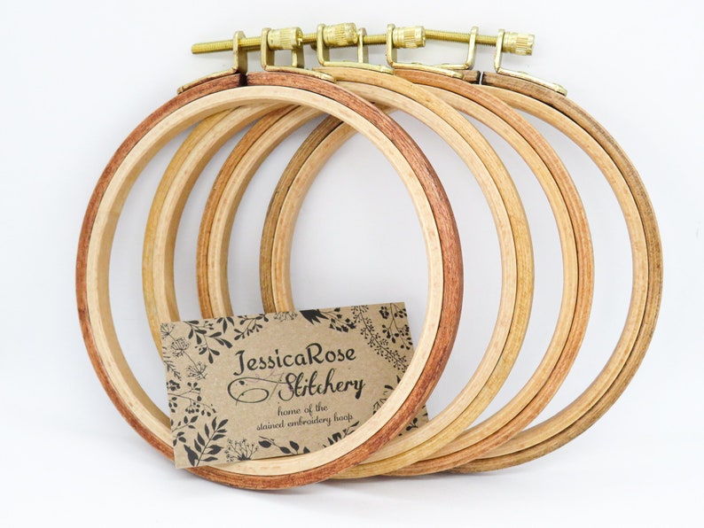 4x6 or 5x8 Oval; High-Quality Hardwood Hoops Mixed Browns 4-Pack Premium Beechwood Hand-Stained Embroidery Hoops; Sizes 3-9