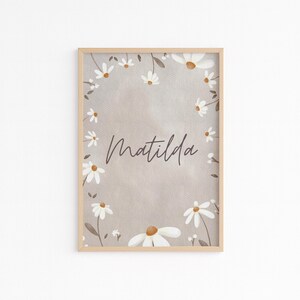 Kinderzimmer Poster Set | Boho Mädchen Poster | Personalisiert mit Name | Wandbild Bundle | Wanddeko Gänseblume | Geschenk Eltern Bilder image 2