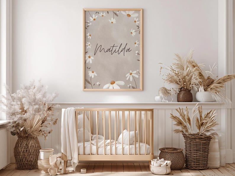 Kinderzimmer Poster Set | Boho Mädchen Poster | Personalisiert mit Name | Wandbild Bundle | Wanddeko Gänseblume | Geschenk Eltern Bilder image 12