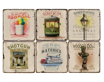 New Orleans Marble Coaster Set: NOLA Culture Collection