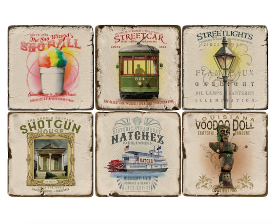 New Orleans Marble Coaster Set: NOLA Culture Collection