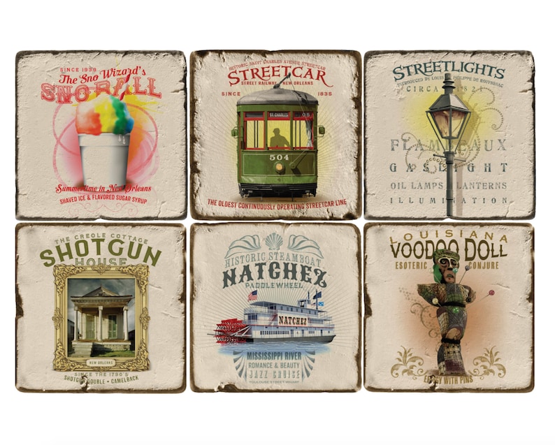 New Orleans Marble Coaster Set: NOLA Culture Collection bild 1