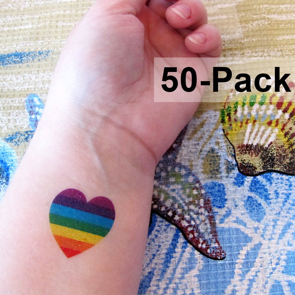 Lgbt Tattoo Regenbogen Herzen 50 Pack Grosshandel Temporare Etsy