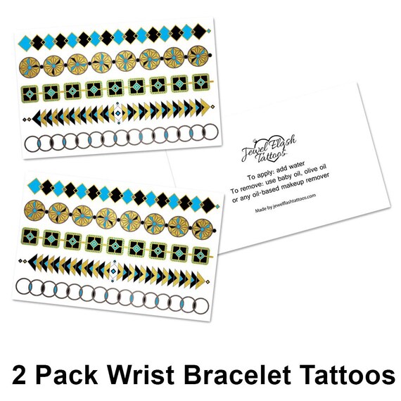 Poignet Tatouages Tatouages Temporaires Pour Les Femmes Tatouage Bracelet Set 2 Pack Bijou Flash Tatouages Bijoux Dinspiration éphémères Tats