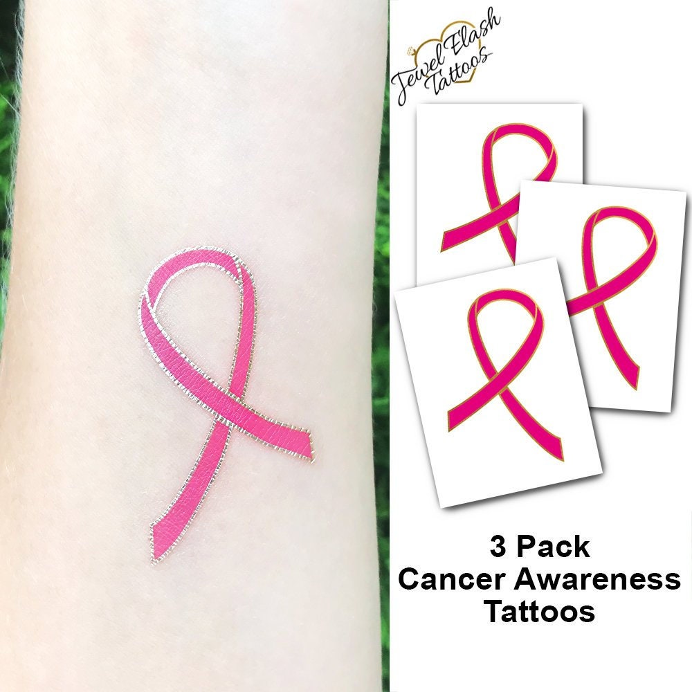 Cancer Awareness Tattoo, Pink Ribbon Tattoos, Temporary Body Stickers, Jewe...