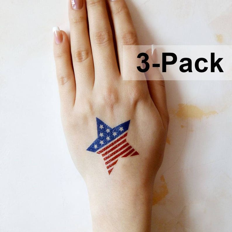 USA Flag Tattoo Patriotic Tattoos Temporary Body Stickers Etsy
