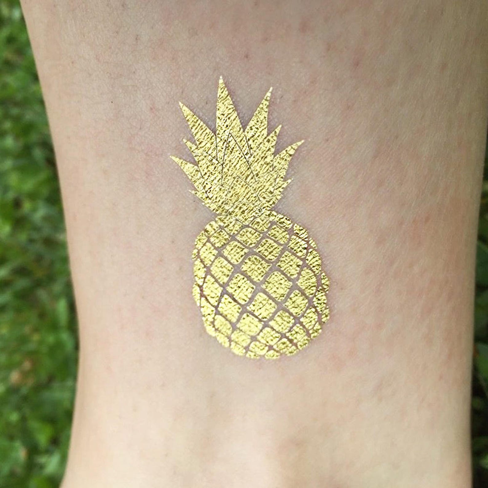 Pineapple temporary tattoo Pineapple tattoo Gold tattoo Etsy