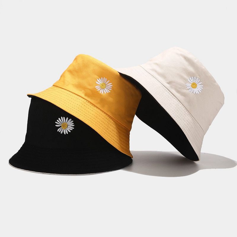 Cute Flower Bucket Hat Festival Girl Cap Black Yellow - Etsy