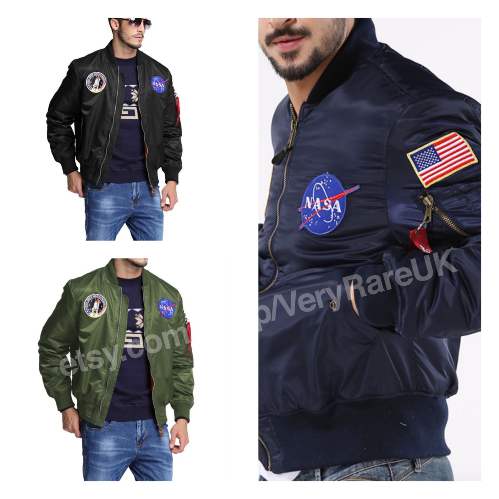 NASA MA1 ™ Bomber Jacket Lightweight Flight Jacket Air Force Etsy