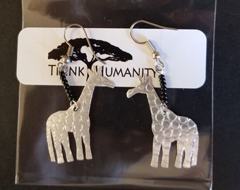 Giraffe earrings - made from lightweight aluminum, Uganda