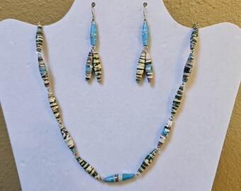 Necklace and earring set, Recycled paper,  Uganda