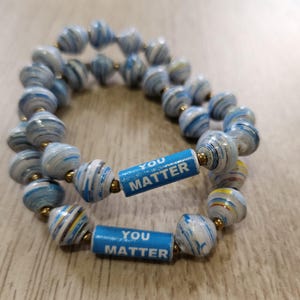 YOU MATTER Bracelet, blue recycled paper, Uganda, Africa