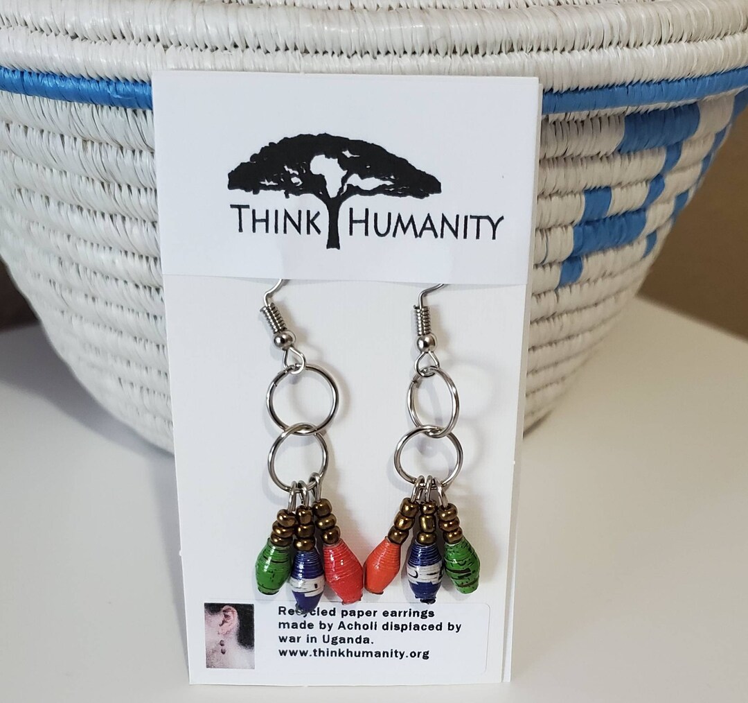 Recycled Paper Earrings Multicolored Made in Uganda Etsy