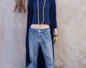 Outfit Denim Long Skirt Top Crochet Long Cardigan, Dark Blue, Navy, Summer Oufit, Boho Style, Ibiza Style, Hippie Gypsy, Upcycled