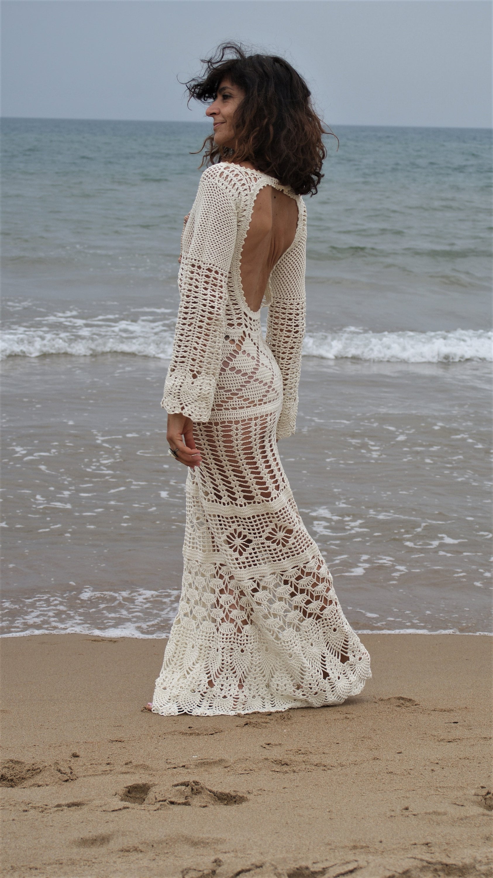 white crochet dress