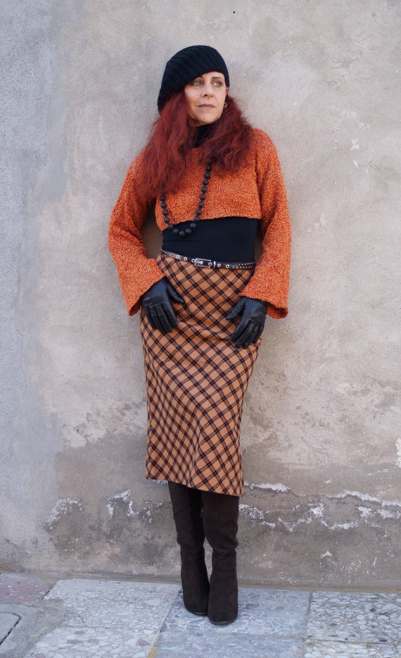 Plaid Wool Skirt, Tartan Midi Skirt, Plaid Skirt,… - image 1