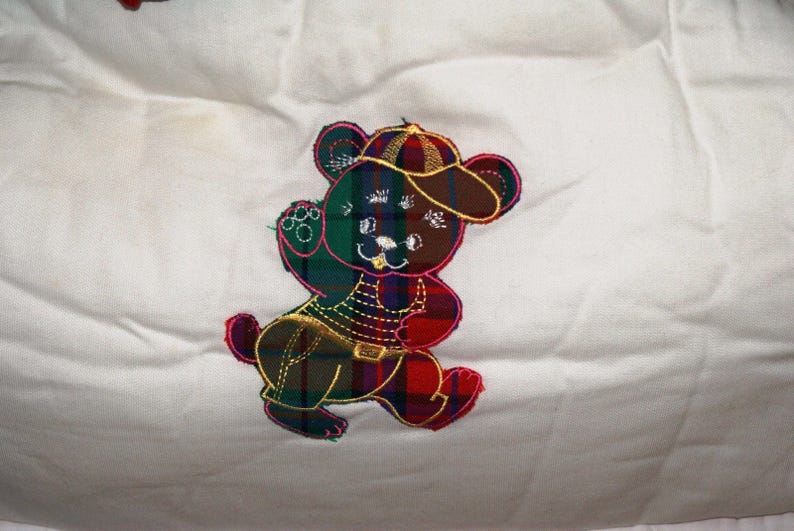 1994 Vintage 90/' Colorful White Nursery Bedding Set Italian Style Bedding Set Scottish Pattern Baby Crib Bedding Set
