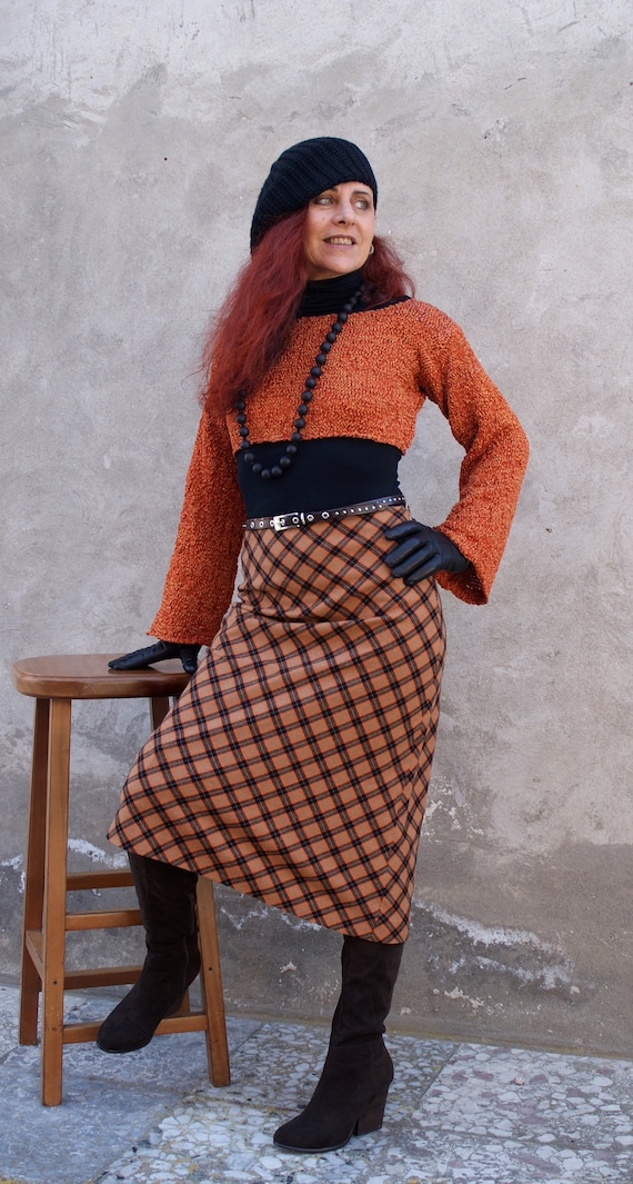 Plaid Wool Skirt, Tartan Midi Skirt, Plaid Skirt,… - image 10