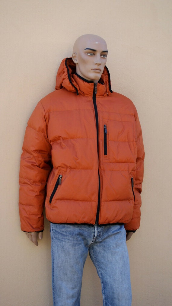 Men's Down Jacket, Vintage Down Jacket, Orange, Go