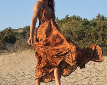 Boho Silk Maxi Dress, Halter Long Dress, Party Beach Dress, Beach Dress, Ibiza Dress, Backless Style, Bohochic, Hippiechic, LIVRAISON RAPIDE