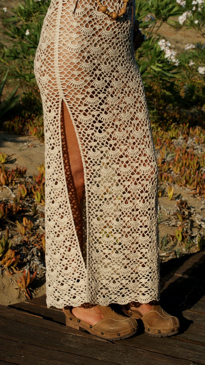 Crochet Long Dress, Beige Maxi Dress, Crochet Beach Dress, Summer Maxi