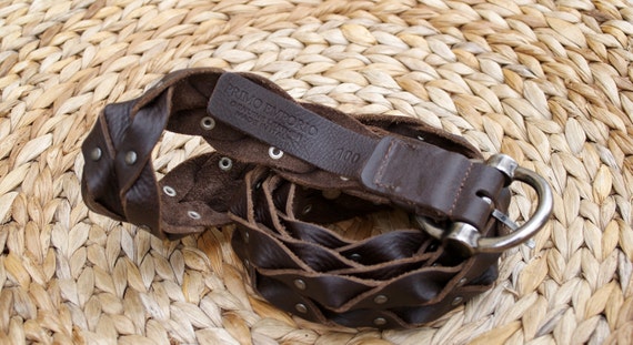 Tan Leather Belt, Studded Leather Belt, Unisex Le… - image 3