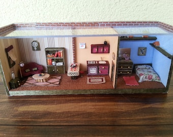 Miniatures Roombox Dolls House scale 1:48 "Apartment"