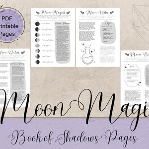 Moon Magic Book of Shadows Pages, Grimoire Printable Pages, Baby Witch Resources Witchy Printables