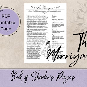 The Morrigan Book of Shadows Pages, Grimoire Printable Pages, Witchy Printables