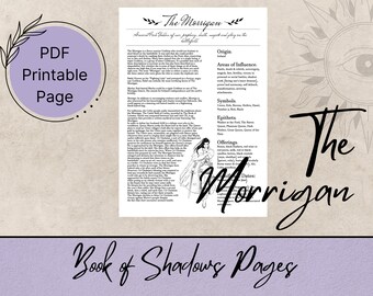The Morrigan Book of Shadows Pages, Grimoire Printable Pages, Witchy Printables