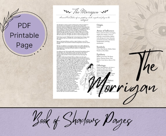 The Morrigan Book of Shadows Pages, Grimoire Printable Pages, Witchy Printables