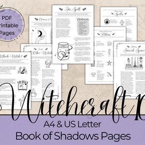 Witchcraft 101 Book of Shadows Pages, Digital Grimoire Printable Pages, Baby Witchy Printables - Basics of Witchcraft