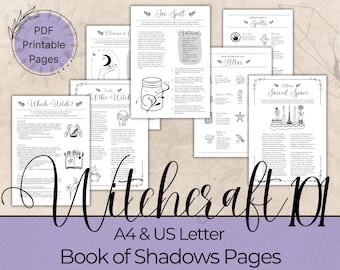 Witchcraft 101 Book of Shadows Pages, Digital Grimoire Printable Pages, Baby Witchy Printables - Basics of Witchcraft