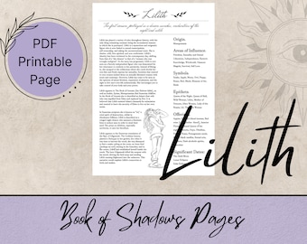 Pagine del Libro delle Ombre di Lilith, Pagine stampabili del Grimorio, Stampabili di streghe