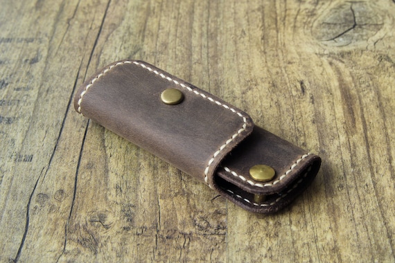 Vintage Leder Schlüsseltasche Schlüsselanhänger mit Kartenfächern Tasche braun 