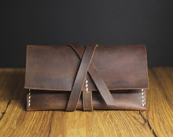 Leather tobacco bag swivel bag vintage