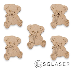 Houten teddybeer, ambachtelijke benodigdheden, DIY bruiloft, bruiloftsdecoratie, kaart maken, houten vormenCraft, babyshowercadeau -A1803