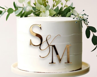 Elegant Acrylic Charm Wedding Monogram Initials | Cake Charm | Wedding  - CT2052