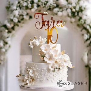 Name cake topper, Personalized Cake,  Gold Cake topper, Acrylic Cake, Custom cake topper, Cake Décor, Birthday Cake Topper CT2056