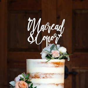 Mr and Mrs Cake Topper, Personalised Cake, Wedding Cake topper, Gold Cake topper, Anniversary Cake toppers,  Custom Couples Script - CT1602