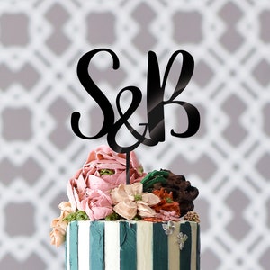 Monogram wedding cake topper | Custom initials cake topper | Gold Cake topper | Rustic Wedding Cake Topper | Anniversary cake topper CT1922