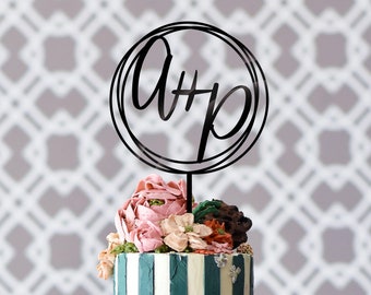 Monogram wedding cake topper Personalized | Custom initials cake topper | Gold Cake topper | Rustic Wedding Cake Topper