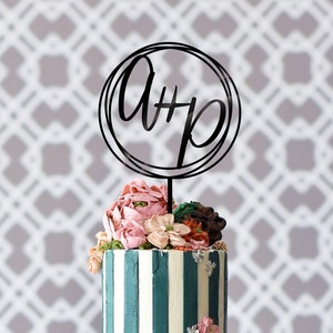 Monogram wedding cake topper Personalized | Custom initials cake topper | Gold Cake topper | Rustic Wedding Cake Topper
