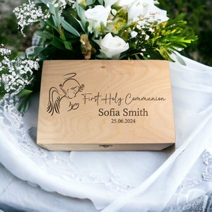 First Holy Communion Gift Box, Memory Box, 1st Communion Keepsake Box, First Communion for Girl or Boy, Communion Gifts Box -WB027